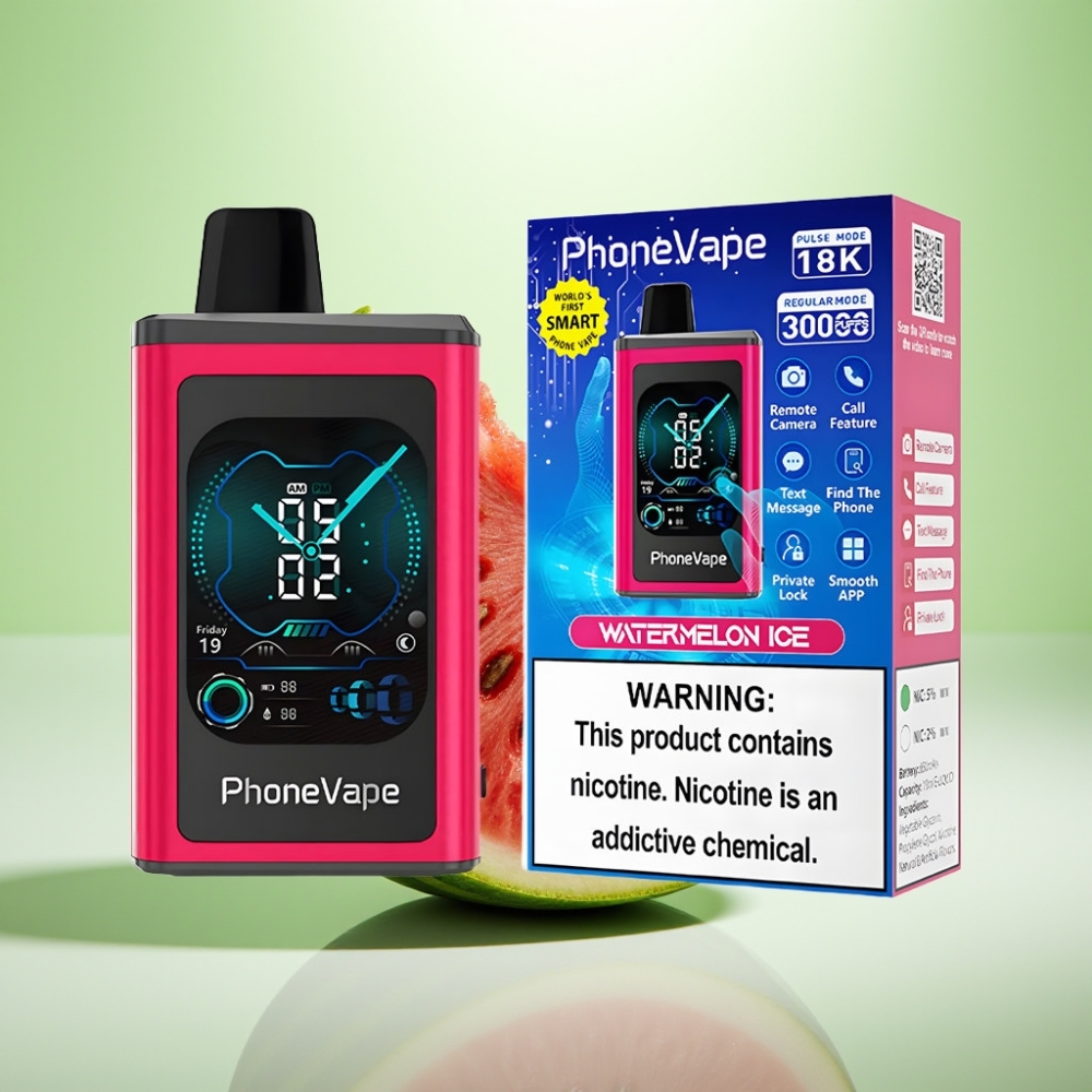JNR PhoneVape 30000 puffs Dispozabil Vape Lubenica Led, 850mAh, Turbo Mode, Adjustable Airflow, App Controlled