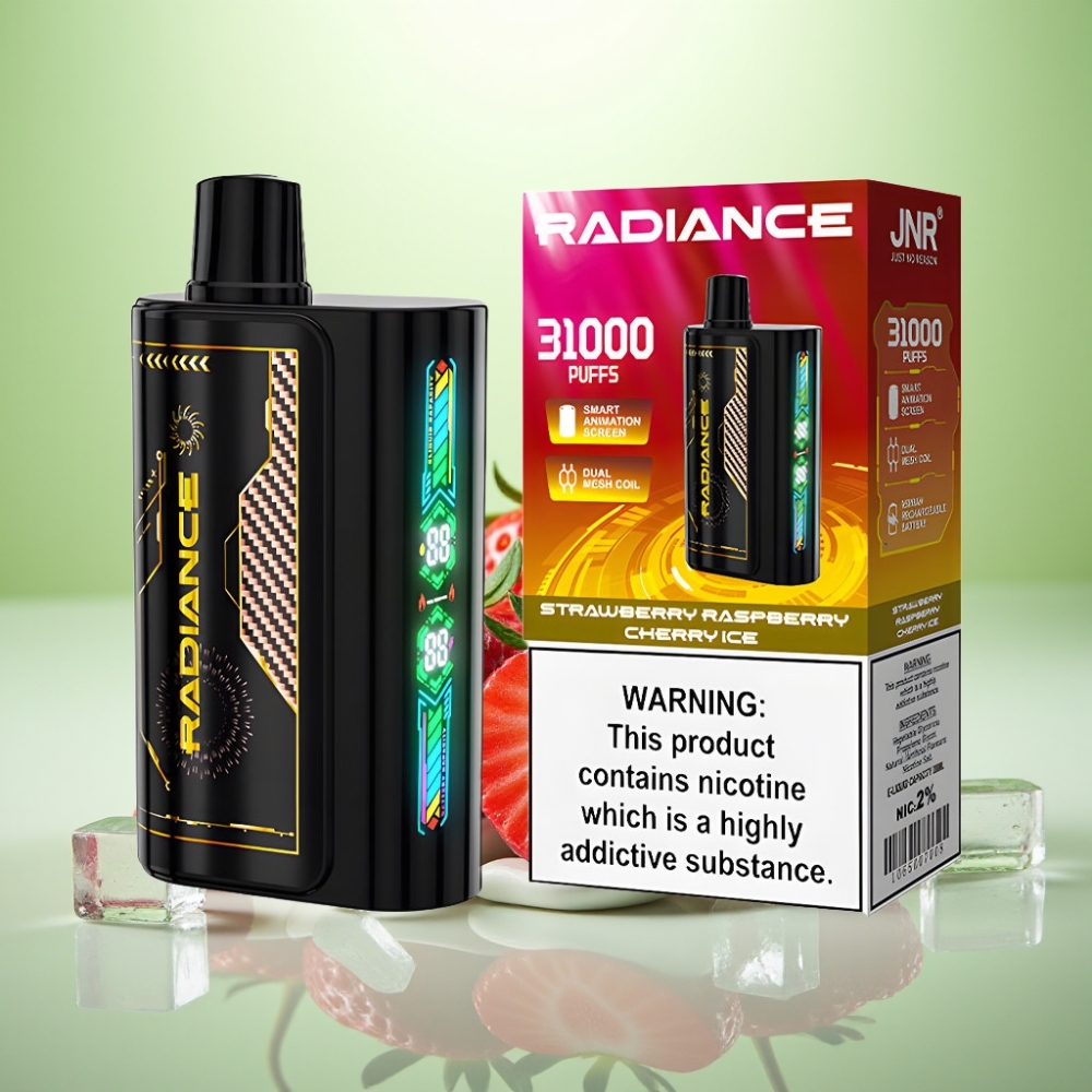 JNR Radiance 31000 Puffs Dispozabil Vape JAGODA MALINA TREŠNJA LED – 28ml, Dual Mesh Coil, 950mAh baterija