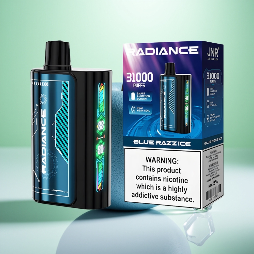 JNR Radiance 31000 Puffs Dispozabil Vape PLAVA MALINA LED – 28ml, Dual Mesh, 950mAh