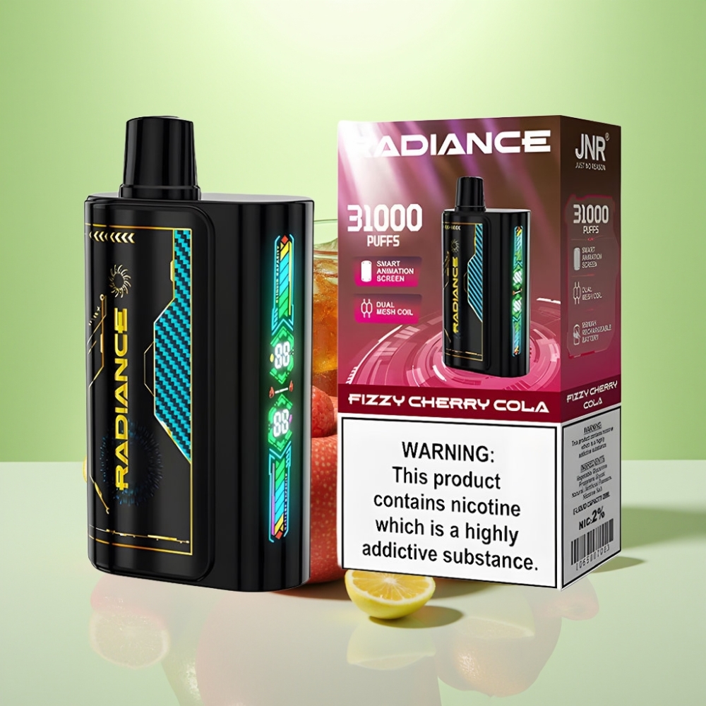 JNR Radiance 31000 Pufova Dispozabil Vape FIZZY TREŠNJA KOLA – 28ml E-tečnost, Dual Mesh Coil, 950 mAh Baterija