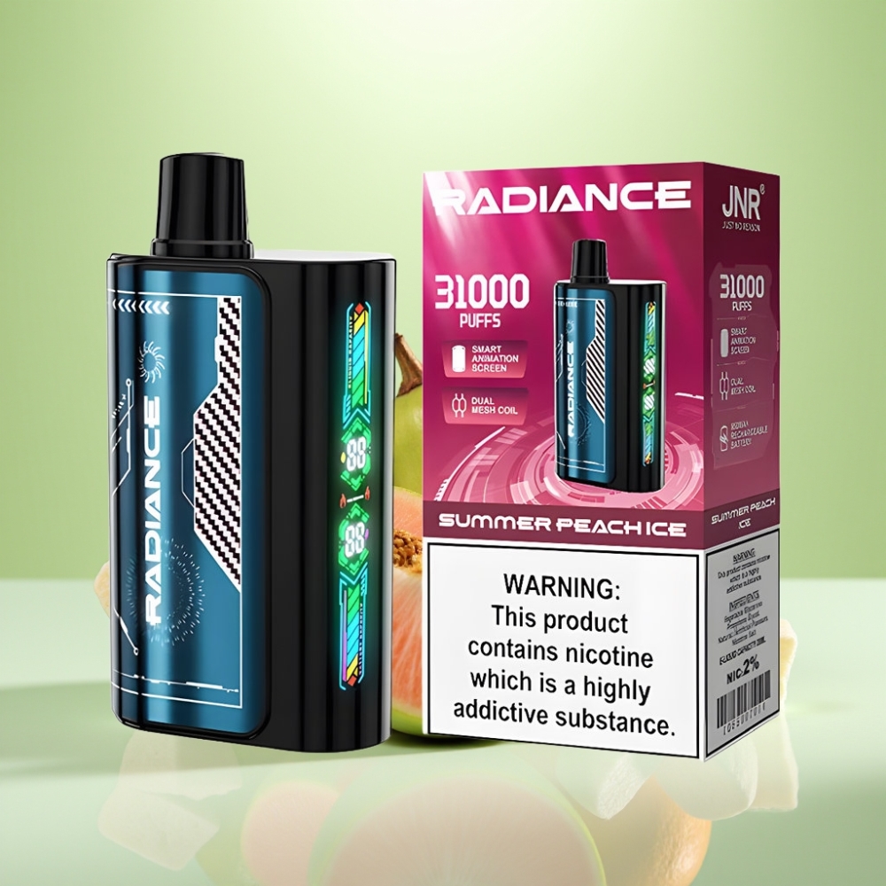 JNR Radiance 31000 Pufova Dispozabil Vape LETNJA BRESKVA LED - 28ml, Dual Mesh Coil, 950mAh