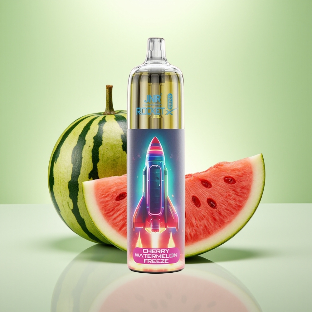 JNR Rocket-X 12400 Puffs Dispozabilna Vape sa Podešavajucim Protokom Vazduha, RGB Svetlima i 1.2ohm Mesh Kalemom - Cherry Watermelon Freeze