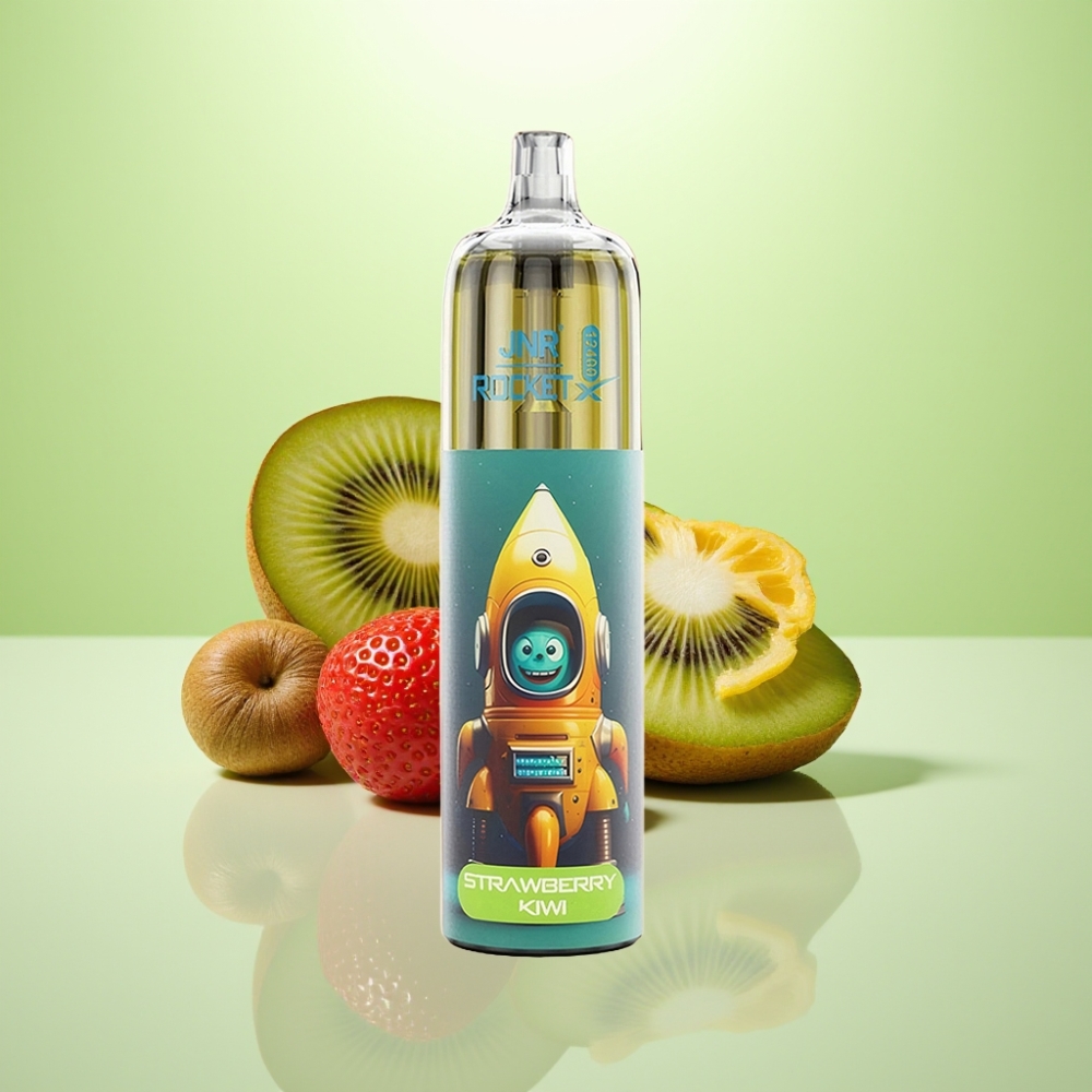 JNR Rocket-X 12400 Pufova Dispozabilna Vape sa Podešavajúcim Protokom Vazduha, RGB Svetlima i 25ml Tekućine - Jagoda-Kivi