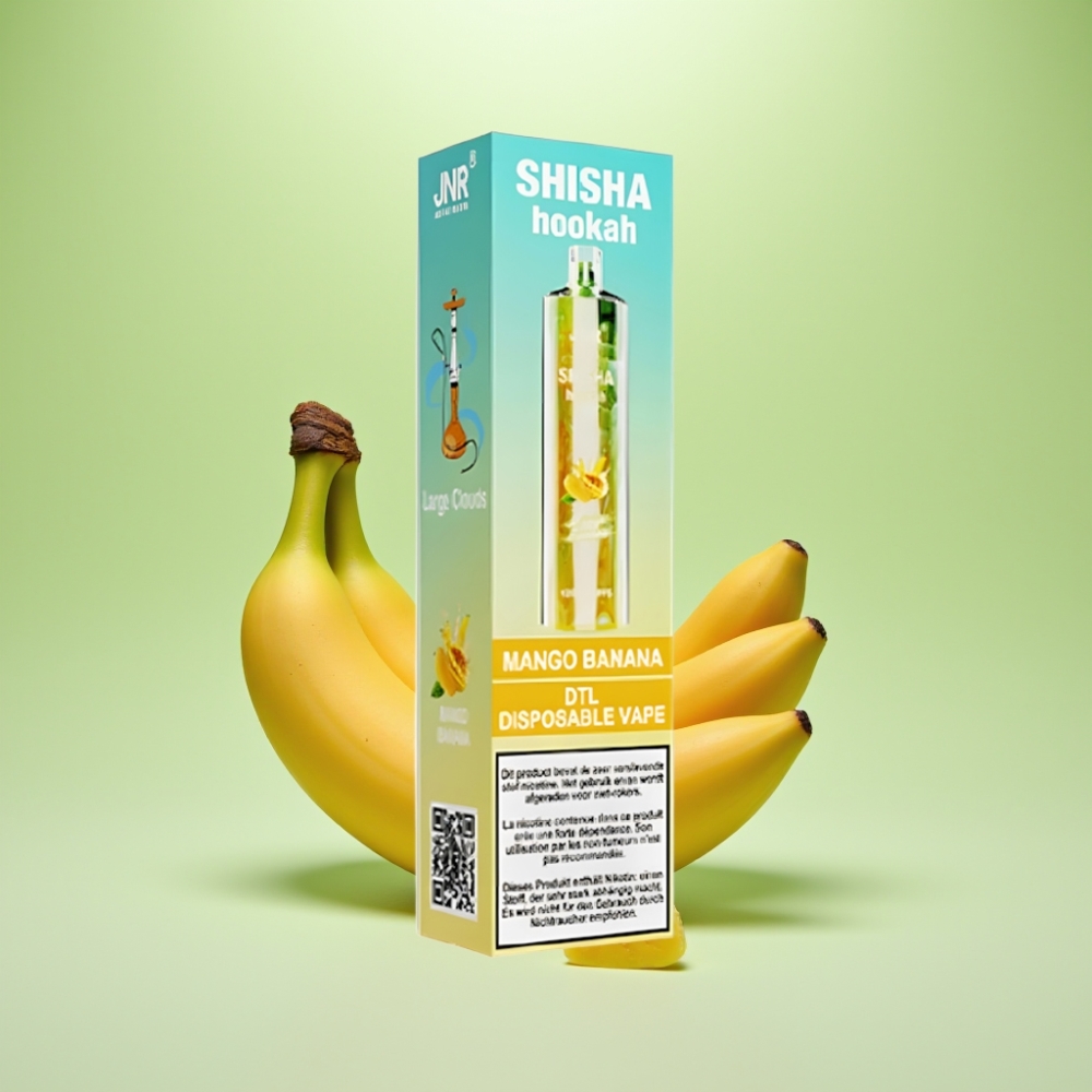 JNR Shisha Hookah 12000 Puffs Dispozabil Vape Mango Banana – 12000 Puffs, 750mAh, 24ml, 0.6 Ohm