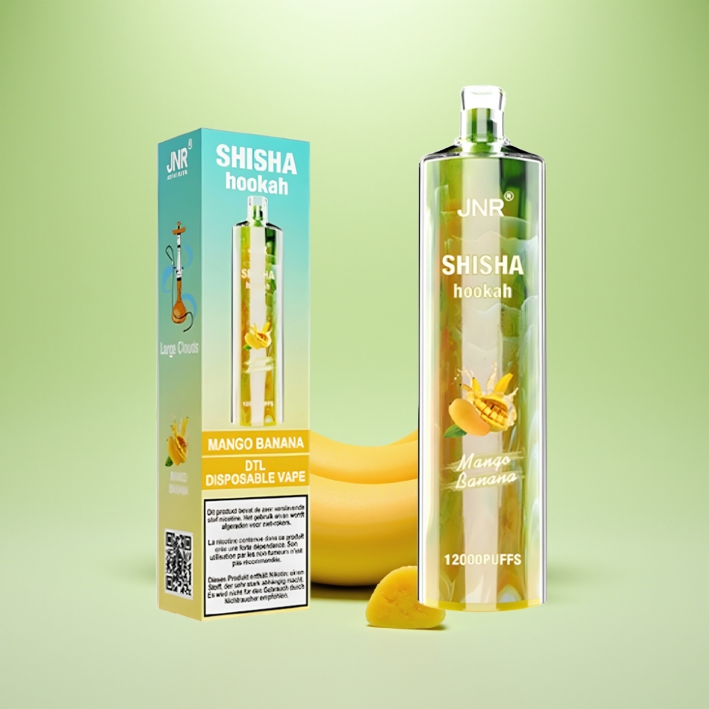JNR Shisha Hookah 12000 Puffs Dispozabil Vape Mango Banana – 12000 Puffs, 750mAh, 24ml, 0.6 Ohm