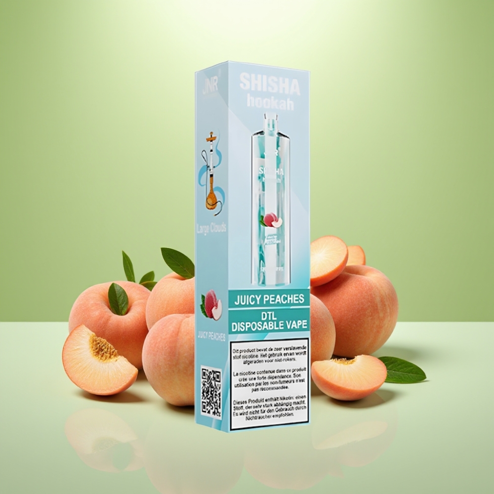 JNR Shisha Hookah 12000 Puffs Dispozabil Vape Sočne Breskve – 12000 Puffs, 750mAh, 24ml, 0.6 Ohm mesh coil