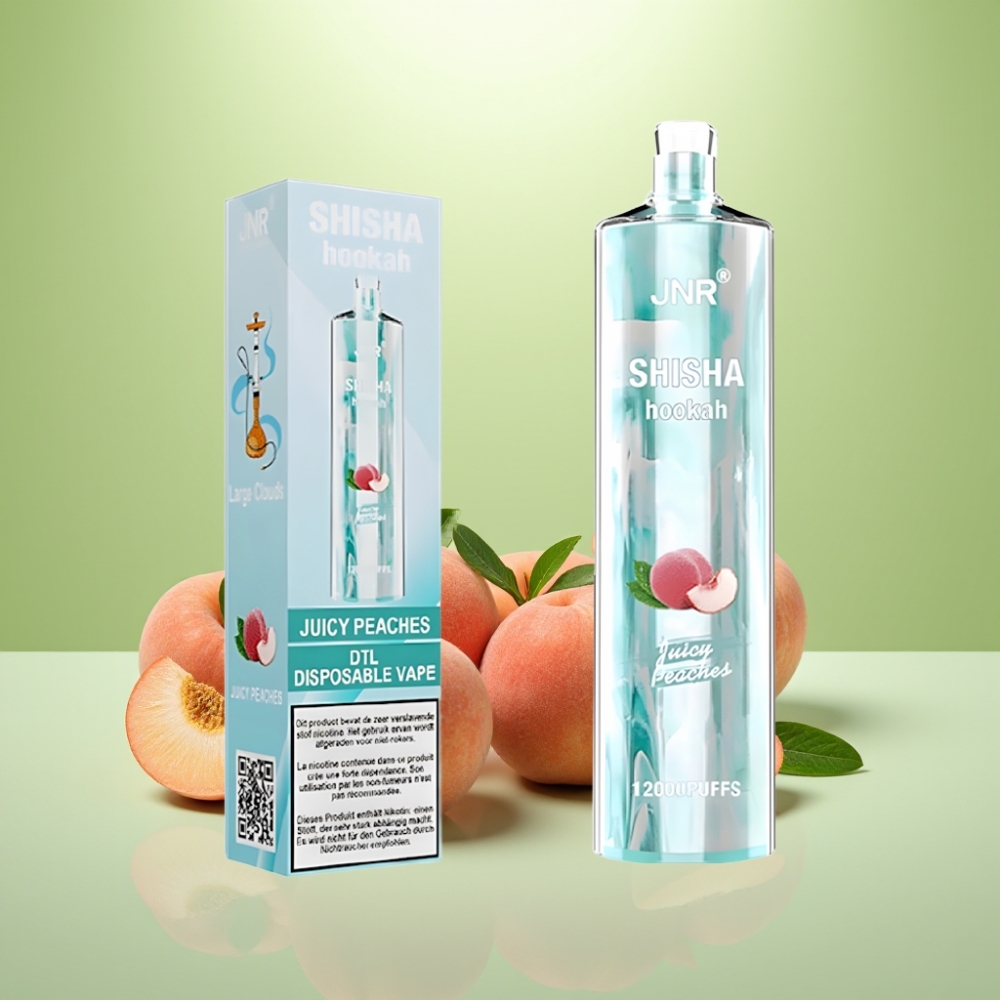 JNR Shisha Hookah 12000 Puffs Dispozabil Vape Sočne Breskve – 12000 Puffs, 750mAh, 24ml, 0.6 Ohm mesh coil