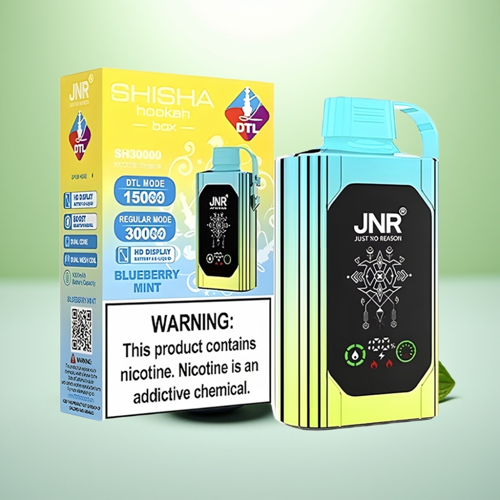 JNR Shisha Hookah Box 20500 Puffs Dispozabil Vape Borovnica Met - HD Display, 1000mAh, Type-C