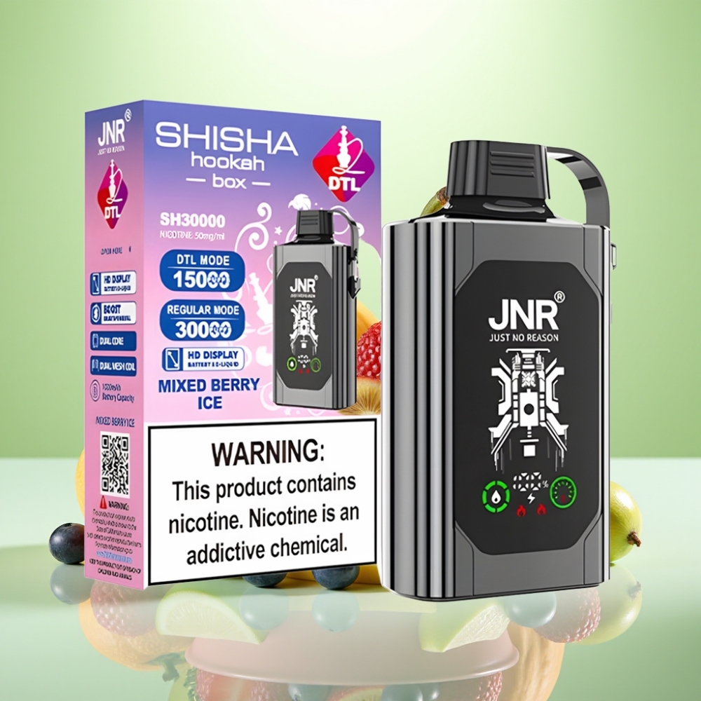 JNR Shisha Hookah Box 20500 Puffs Dispozabil Vape Mešano bobičasto voće sa mentolom - HD Display, 25ml, Dual Mesh Coil, Type-C