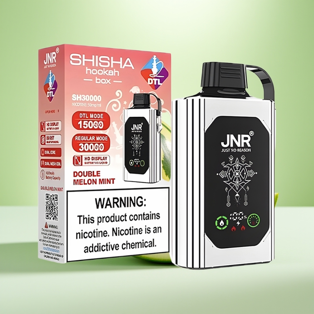 JNR Shisha Hookah Box 20500 Puffs Dispozabilna Vape Dve Dinje Metina – HD Display, 1000mAh, Type-C Punjenje