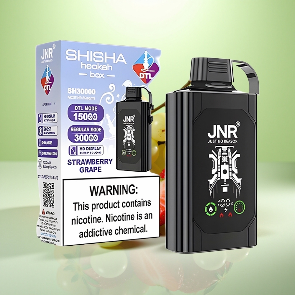 JNR Shisha Hookah Box 20500 Puffs Dispozabilna Vape Jagoda Grožđe – HD Display, 1000mAh, Type-C