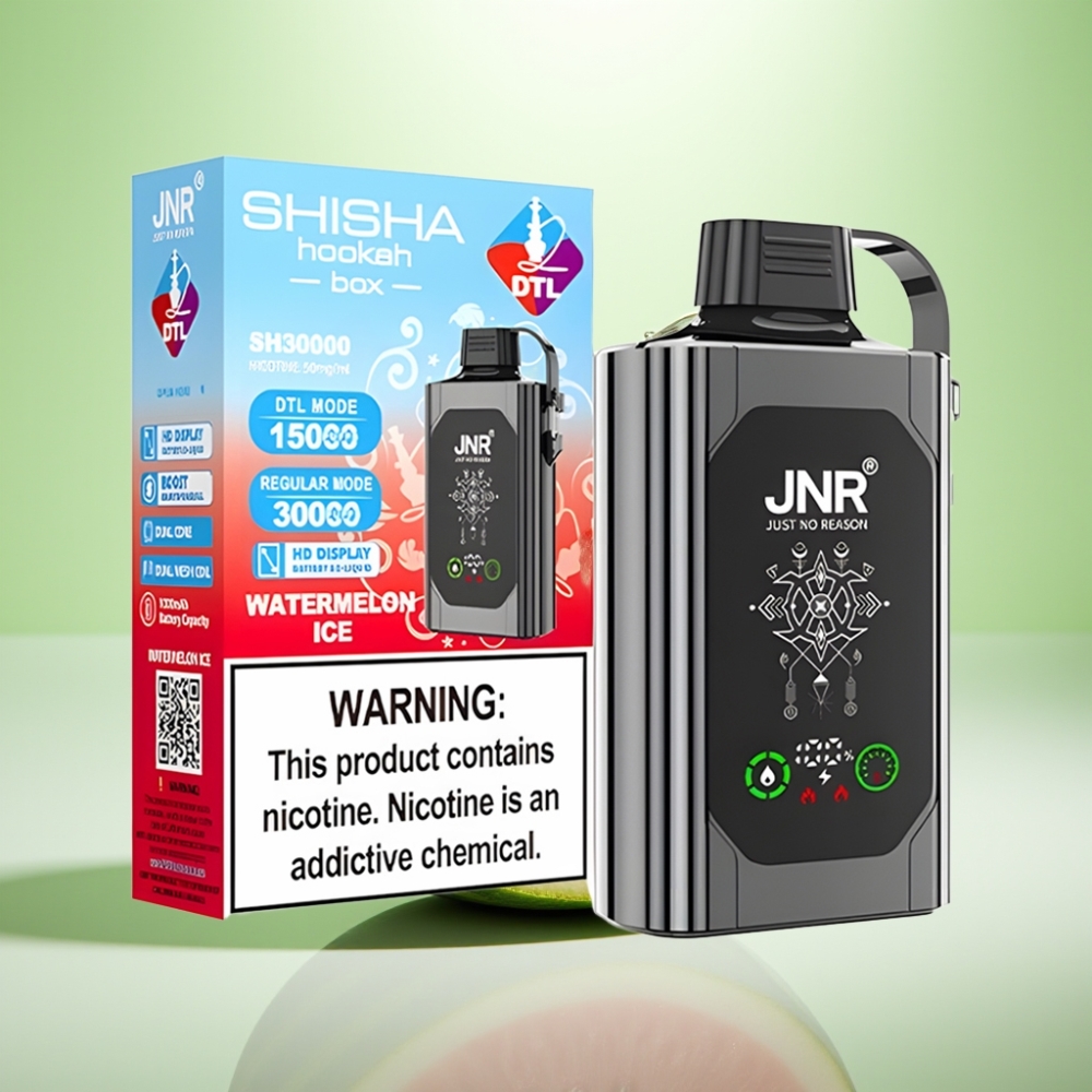 JNR Shisha Hookah Box 20500 Puffs Dispozabilna Vape Lubenica Led, HD Display, 1000mAh, Type-C