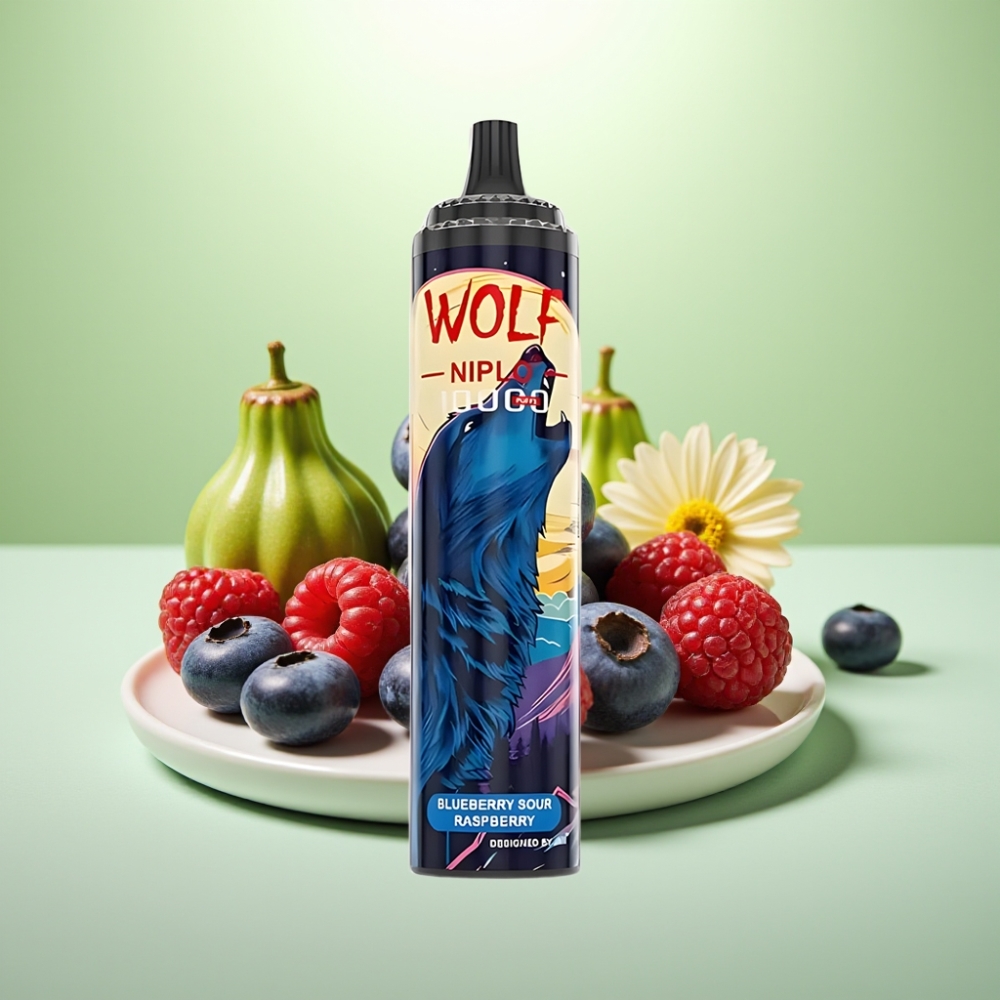 JNR Wolf Niplo 10000 Puffs Dispozabil Vape Borovnica-Kisela Malina, 20ml, 5%, Type-C