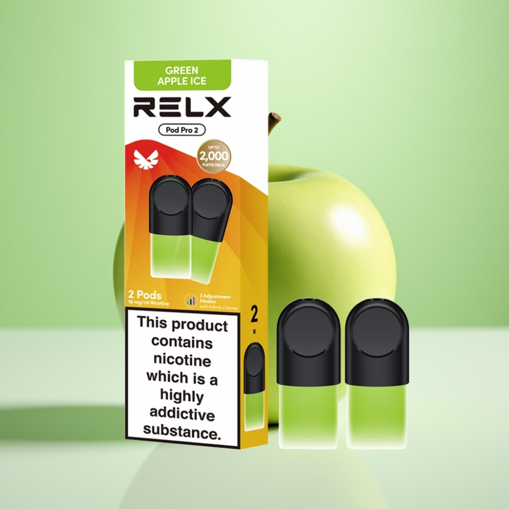 RELX Pod Pro 2 - 1,8% nikotina, 600 pufova, 1,9ml, Zeleno Jabuka Led
