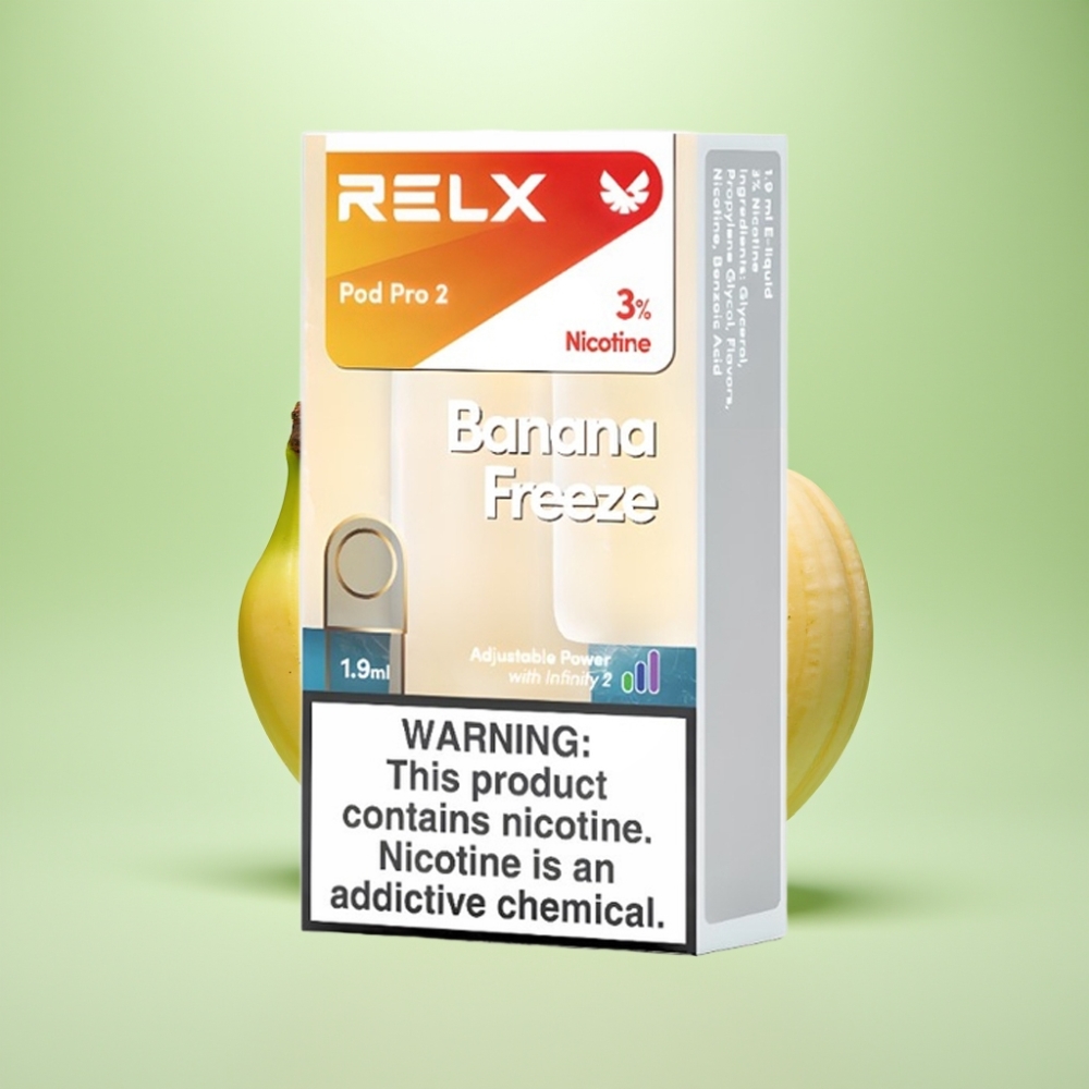 RELX Pod Pro 2 - 3% nikotina, 600 puševa, 1.9ml, Banana Freeze