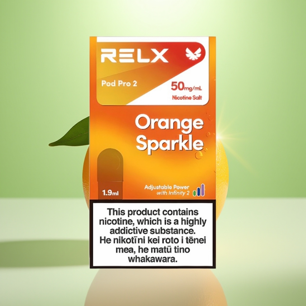RELX Pod Pro 2 - 5% nikotina, 600 puševa, 1.9ml, Narandžasti sjaj - 2/3 pods/pakovanje, 3 režima napona