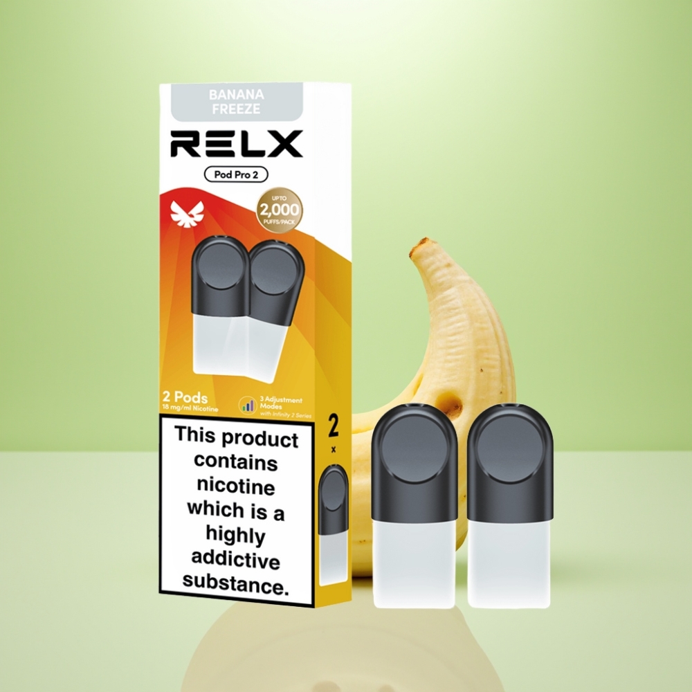 RELX Pod Pro 2 - Banana Freeze, 1.8% nikotina, 600 puševa, 1.9ml, 3 režima napona